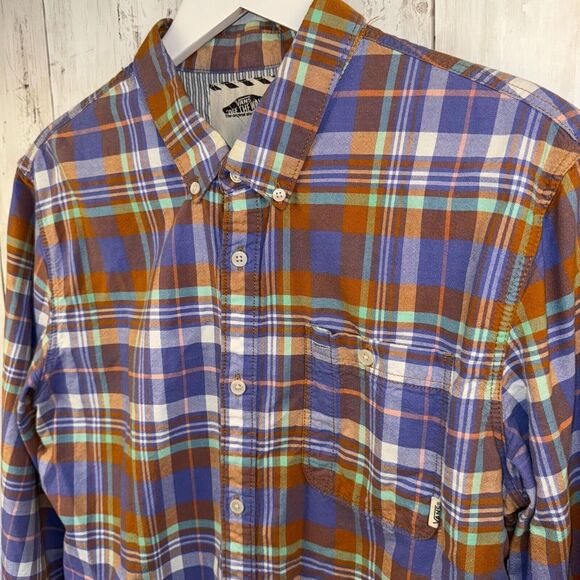 VANS Off The Wall Button Up Shirt Mens Large Plaid Long Sleeve Beautiful Colors - Picture 1 of 11